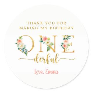 Thank You For Making My Birthday Onederful Girl  Classic Round Sticker