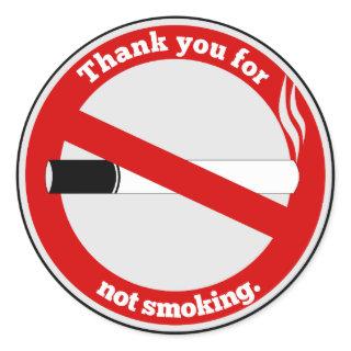 Thank you for not smoking classic round sticker