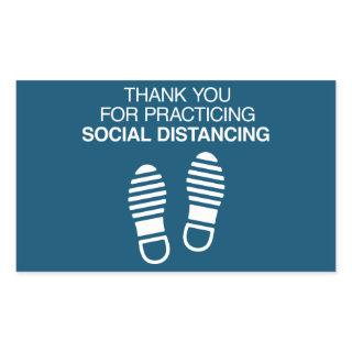 Thank You For Practicing Social Distancing Rectangular Sticker