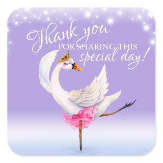 Thank you for sharing this day ballet swan purple square sticker