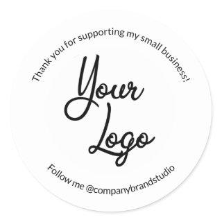 Thank You For Supporting My Small Business Logo Classic Round Sticker