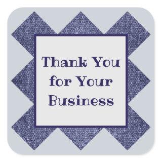 Thank You for Your Business Blue Mosaic Diamond Square Sticker