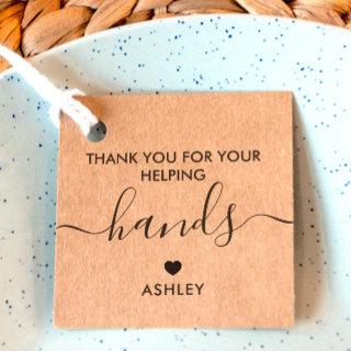 Thank You For Your Helping Hands Gift Tag, Kraft Favor Tags