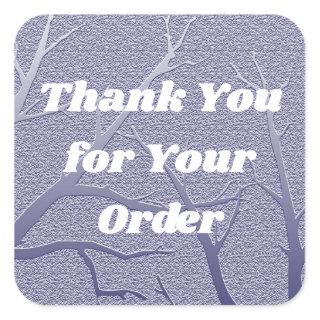 Thank You for Your Order Blue Winter Branches Square Sticker