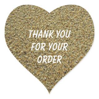 Thank You for Your Order Grains of Sand Beach Heart Sticker