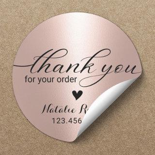 Thank You for Your Order Modern Rose Gold Business Classic Round Sticker