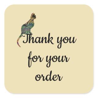 Thank You For Your Order Mosaic Cat  Business Square Sticker