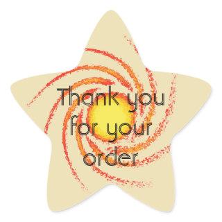 Thank You for Your Order Swirled Orange Yellow Sun Star Sticker