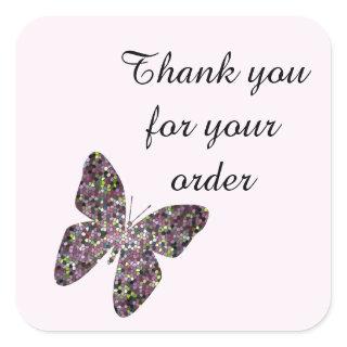Thank You for Your Order with Mosaic Butterfly Square Sticker