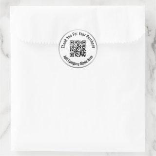Thank You For Your Purchase Silver & White QR Code Classic Round Sticker