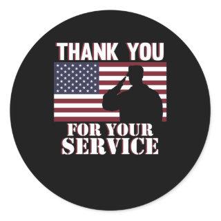 Thank You For Your Service Happy Veterans Day Classic Round Sticker