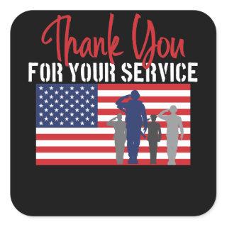 Thank You For Your Service Patriotic Veteran Square Sticker