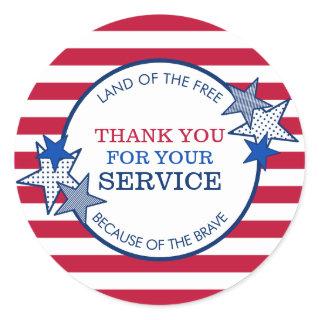 Thank You for Your Service Veterans Stars Stripes Classic Round Sticker