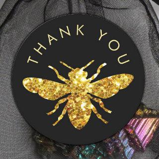 thank you glitter bee logo classic round sticker