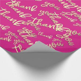 Thank You Gold Script Berry Pink Candy Favor
