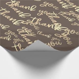 Thank You Gold Script Brown Ivory Caligraphy