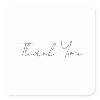 Thank You Grey Handwritten Classical Chic White Square Sticker