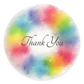 Thank You Hand Script Colorful Template Pink Red Classic Round Sticker