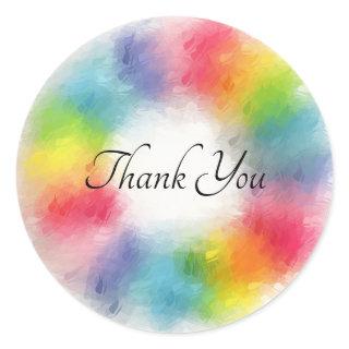 Thank You Hand Script Colorful Template Pink Red Classic Round Sticker