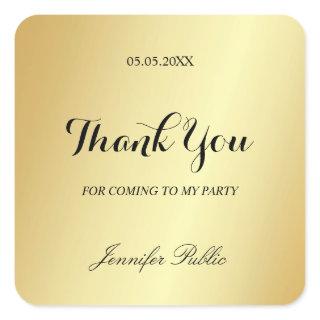 Thank You Hand Script Text Glamour Gold Template Square Sticker