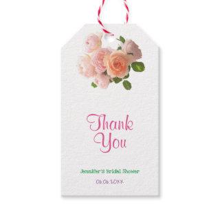Thank You Handwritten Text Watercolor Roses Modern Gift Tags