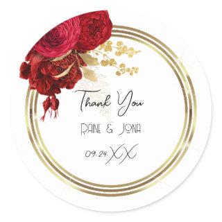 Thank You Heart Bridal Sweet16th Gold White Wreath Classic Round Sticker