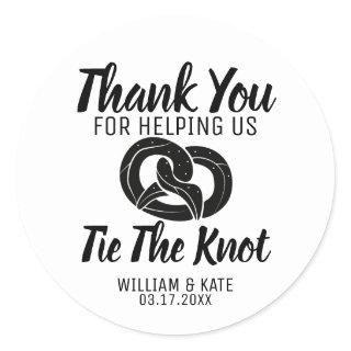 Thank You Help Tie The Knot Pretzel Wedding Favor Classic Round Sticker