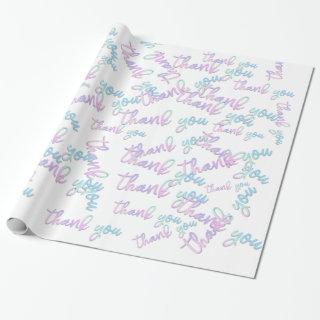 Thank You Holograph Script Mermaid Pink White