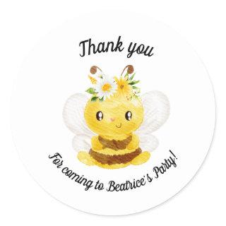Thank you honey bee birthday party favour  classic round sticker