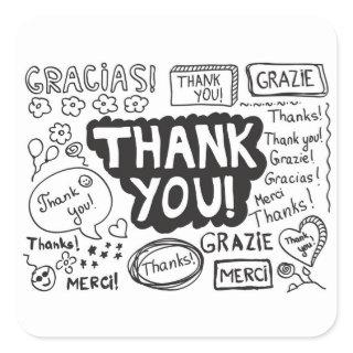 Thank You In Different Languages Square Sticker