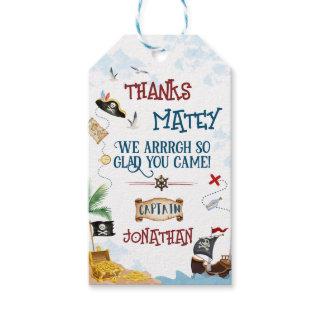 Thank you Kids pirate party Baby boy birthday Gift Tags