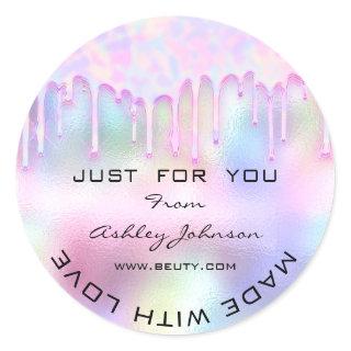 Thank You Made With Love Glitter Holograph Ombre Classic Round Sticker