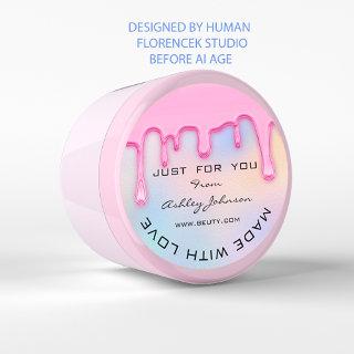 Thank You Made With Love Holograph Blue Pink Classic Round Sticker