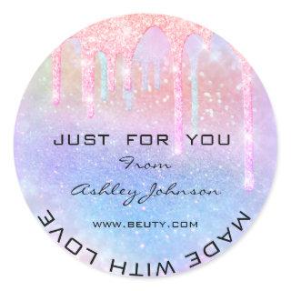Thank You Made With Love Holograph Glitter Classic Round Sticker