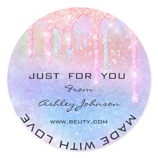 Thank You Made With Love Holograph Glitter Classic Round Sticker