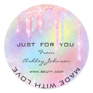 Thank You Made With Love Holograph Rainbow Classic Round Sticker