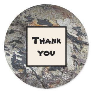 Thank You Marbled Driftwood Nature Appreciation Classic Round Sticker