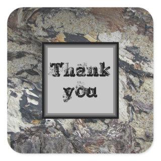Thank You Marbled Driftwood Nature Appreciation Square Sticker