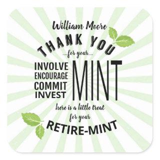 thank you mint retirement involvement commitment   square sticker