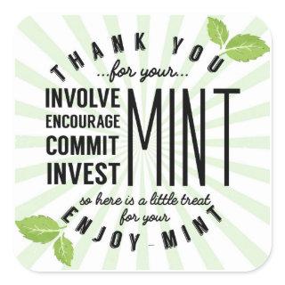 thank you mint volunteer involvement commitment  f square sticker