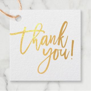THANK YOU modern hand lettered type writing Foil Favor Tags