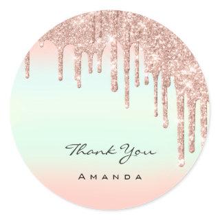 Thank You Name 16th Bridal Blush Glitter Mint Classic Round Sticker