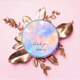 Thank You Name 16th Bridal Pink Holograph Unicorn Classic Round Sticker