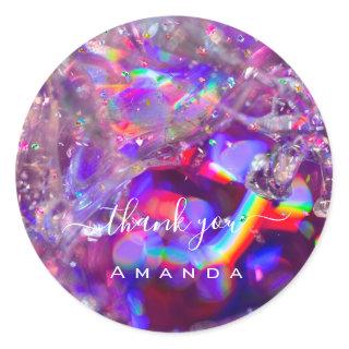 Thank You Name 16th Bridal Purple Crystals Rainbow Classic Round Sticker
