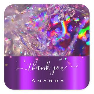 Thank You Name 16th Bridal Purple Pink Rainbow Square Sticker