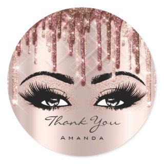 Thank You Name 16th Bridal Rose Eyelash 3D drips Classic Round Sticker