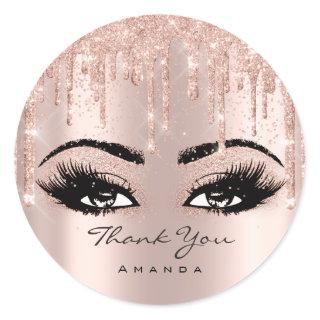 Thank You Name Confetti Rose Glitter Eyelash Classic Round Sticker