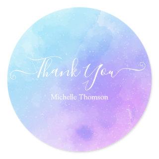 Thank you nice and elegant watercolor typography classic round sticker