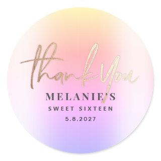 Thank You Personalized 16th Bridal Purple Ombre Classic Round Sticker