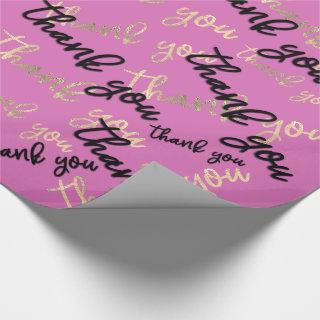 Thank You Pink Black Gold Caligraphy Script